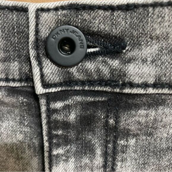 Y2K 80s Acid Washed Black Denim Jeans Ultra Skinny Black by DKNY City Womens 12 - Picture 15 of 16